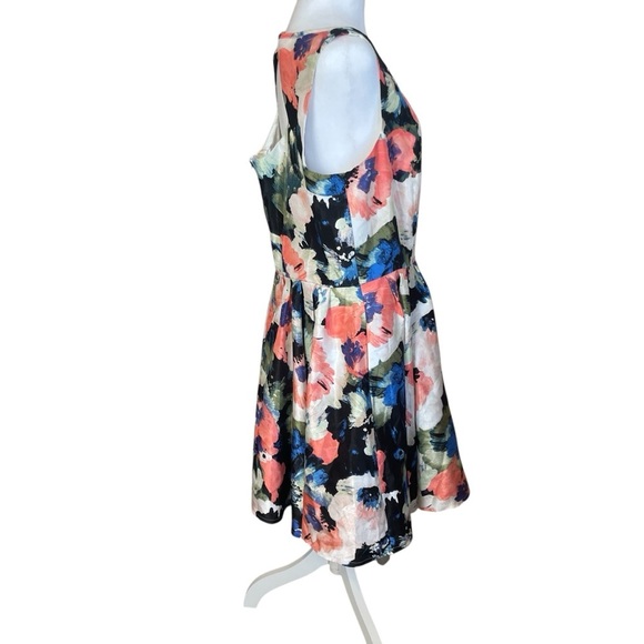 Danny & Nicole Floral Fit & Flare Dress 16 Round Neck Wedding Guest Garden Party - Picture 5 of 14